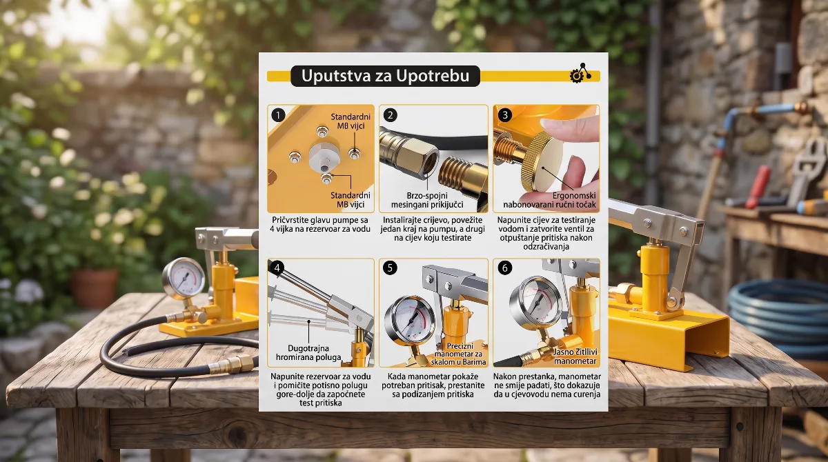 Ručna Hidraulična Pumpa za Ispitivanje Pritiska 5L slika 2