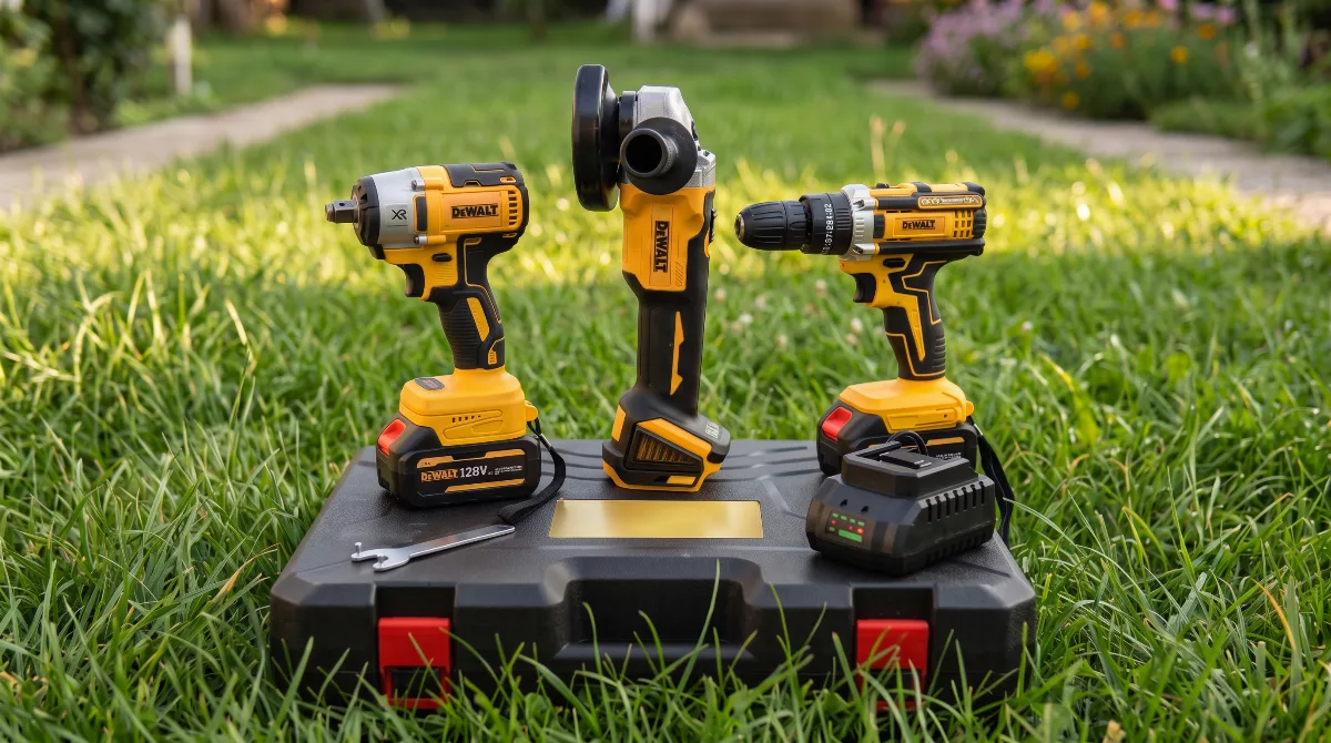 DeWalt Set 3u1 Aku Bušilica, Odvijač i Brusilica 128V - Glavna slika
