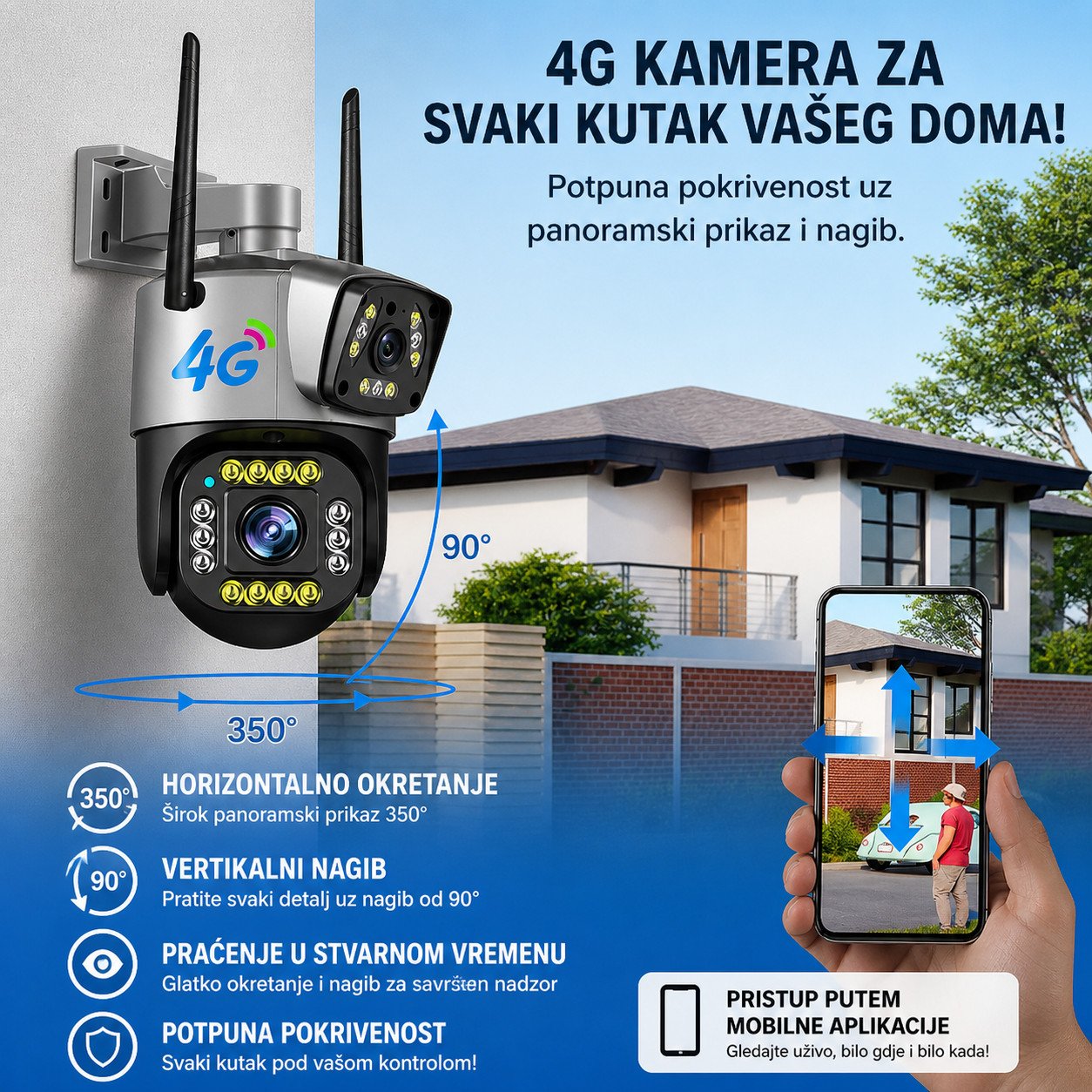 12MP Dual Lens 2.4G WiFi PTZ Kamera | vanjska video nadzor wi fi slika 3