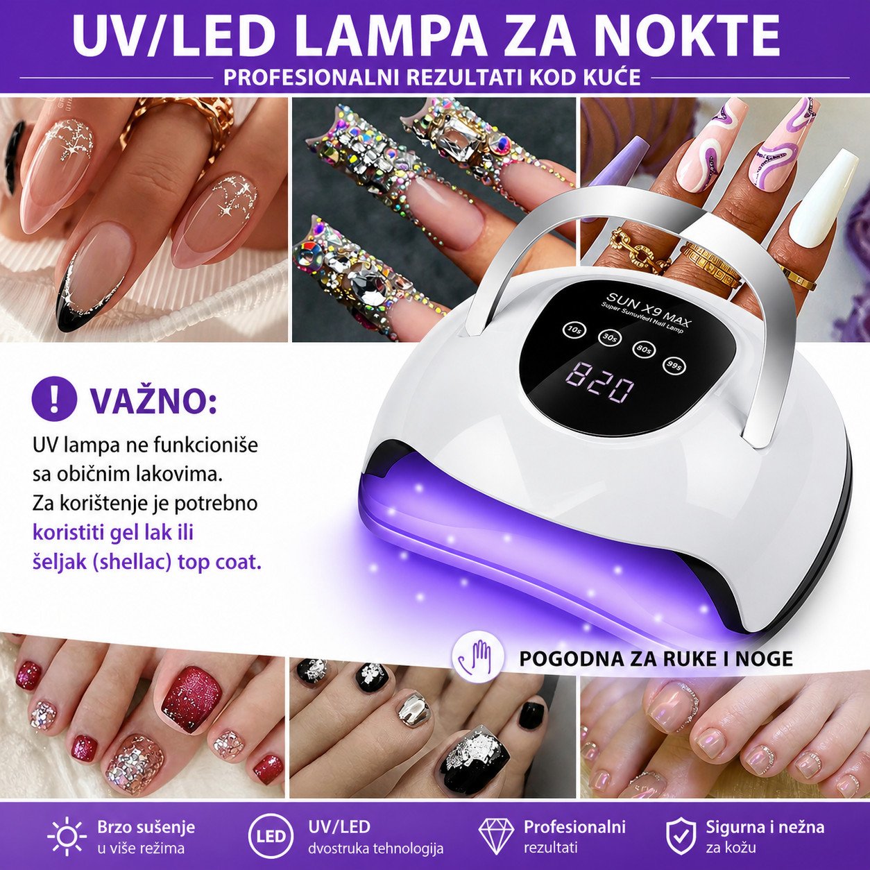 PROFESIONALNA UV/LED LAMPA ZA NOKTE | Lampa nokti nalakirani NOVO slika 2