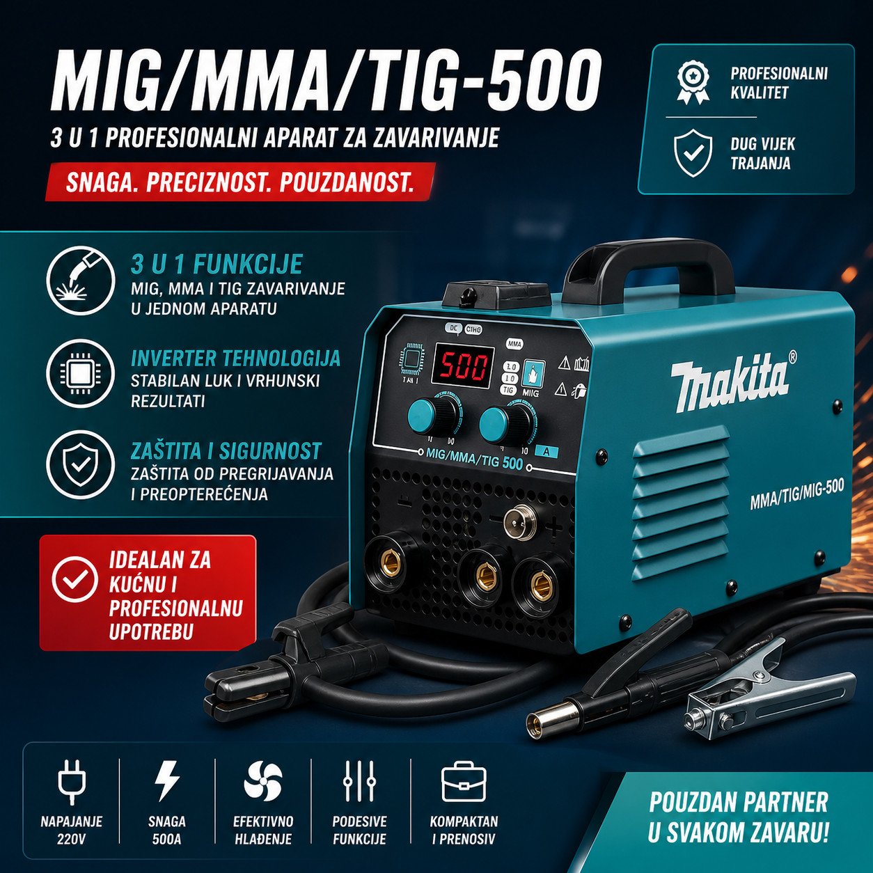 Aparat za varenje MIG/MMA-500 CO2 Elektro varenje varenje varioc - Karakteristike