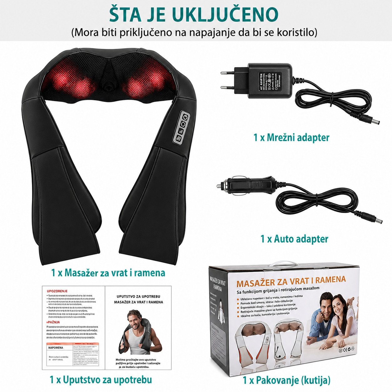 Masažer Shiatsu za vrat, leđa i cijelo tijelo | Masaza masazer slika 2