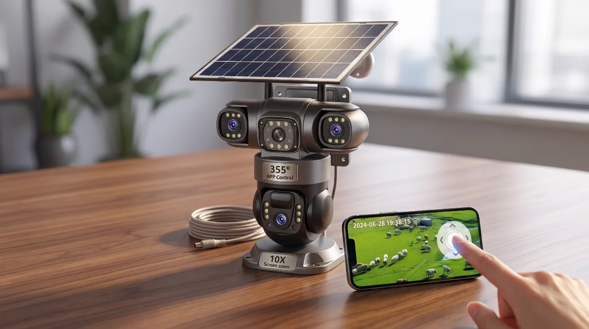 Solarna 4G PTZ Kamera 15MP V380 SIM Kartica Noćni Vid