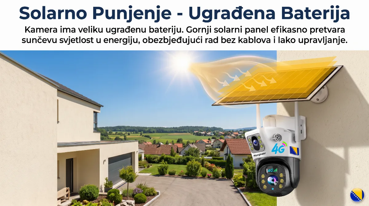 Solarna 4G PTZ Kamera Na SIM Karticu Video Nadzor 12MP slika 2